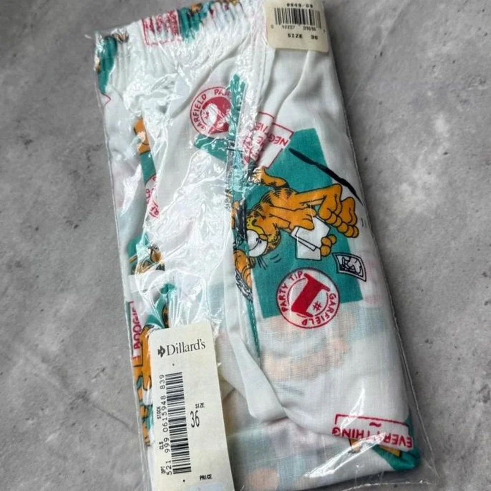 Vintage Jockey Garfield Boxer Shorts Mens 36 White Graphic Cartoon NWT